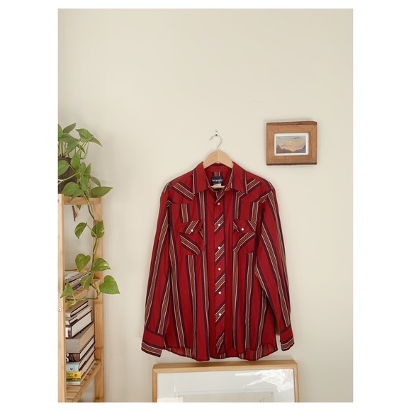 Wrangler // VTG Western Striped Button Down - Picture 1 of 12